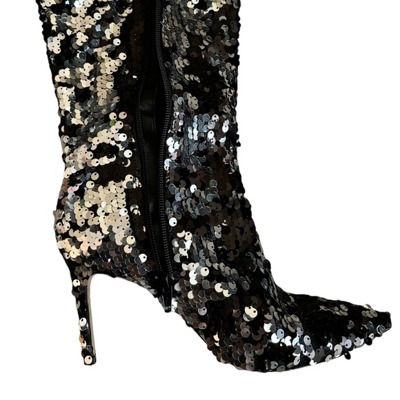 Bejeweled Knee High Sequin Boots by Topshop Sz 7.5 - Picture 4 of 5